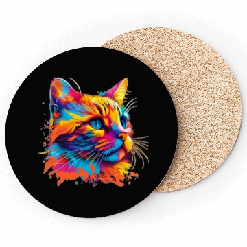Discover MULTICOLORED CAT cat multicolor Rainbow Cat Coasters