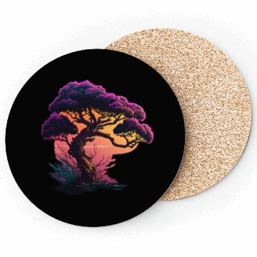 Discover Synthwave Bonsai Tree Coasters