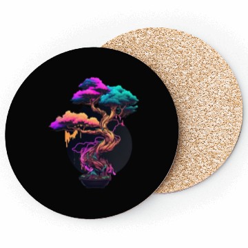 Discover Synthwave Bonsai Tree Coasters