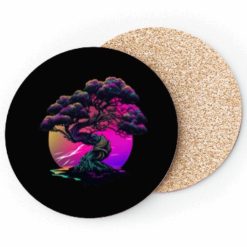 Discover Synthwave Bonsai Tree Coasters
