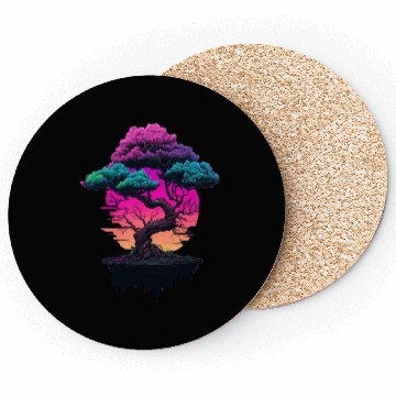 Discover Synthwave Bonsai Tree Coasters