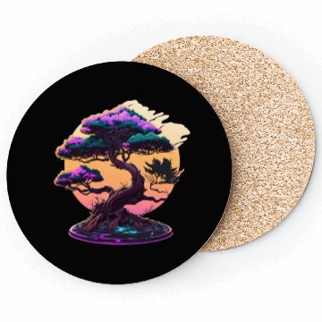 Discover Synthwave Bonsai Tree Coasters