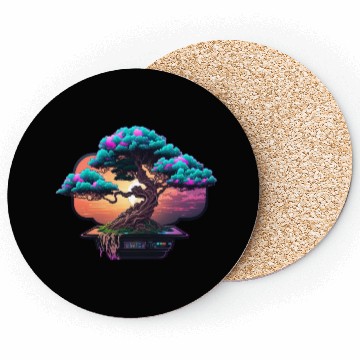 Discover Synthwave Bonsai Tree Coasters