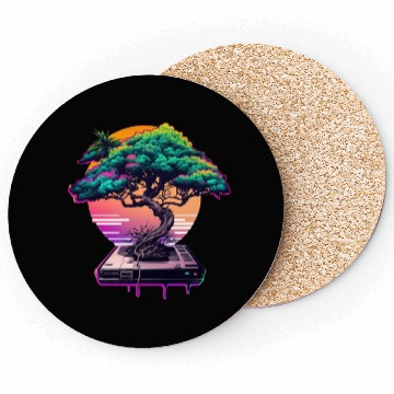 Discover Synthwave Bonsai Tree Coasters