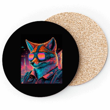 Discover Retro Futuristic Synthwave Fox Coasters
