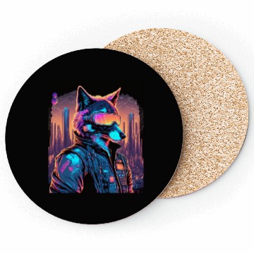 Discover Retro Futuristic Synthwave Fox Coasters