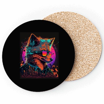 Discover Retro Futuristic Synthwave Fox Coasters