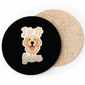 Discover Golden Retriever Illustration Comic Graphics Coasters