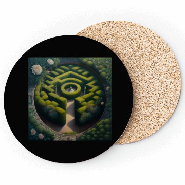 Discover A garden with hedges and flowers Coasters