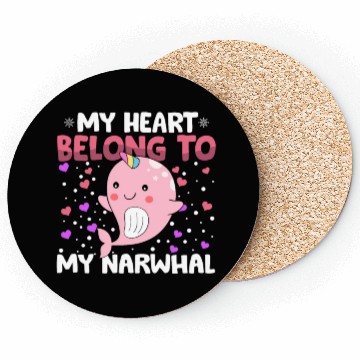 Discover Valentines Day My Heart Belong to My Narwhal Boys Coasters