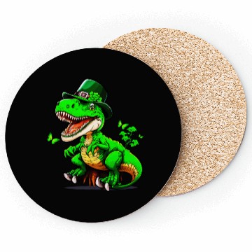 Discover St. Patrick Day T-rex Dinosaur With Hat Coasters