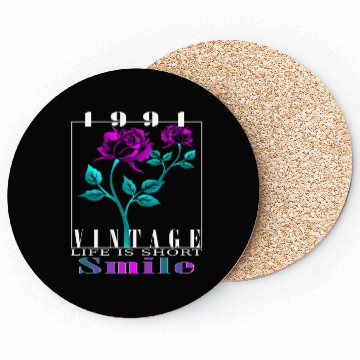 Discover 1991 Born Vintage Rose Gift Coasters