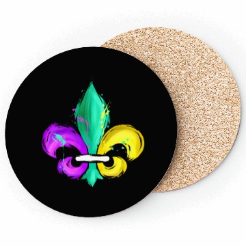 Discover Purple, Green and Golden Fleur De Lis Coasters