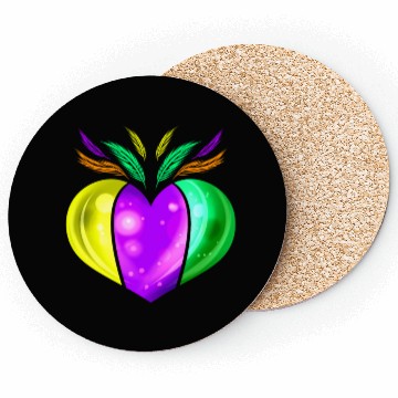 Discover Yellow Golden, Purple And Green Heart For Mardi Coasters
