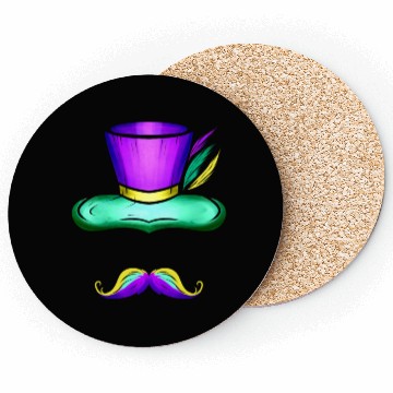 Discover Hat And Mustache For Mardi Gras Coasters