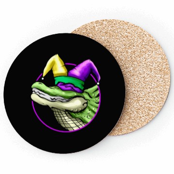 Discover Crocodile with Jester Hat for Mardi Gras Coasters