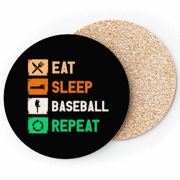 Discover Eat Sleep Baseball Repeat Funny Gaming Coasters