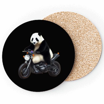 Discover Panda Riding on Motorcycle Coasters
