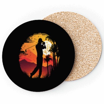 Discover Golf Course Family Trip Cool Golfer In Sunset Coasters