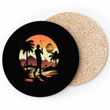 Discover Golf Course Family Trip Cool Golfer In Sunset Coasters
