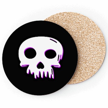 Discover 2D Vector Cartoony Synthwave Skull Coasters