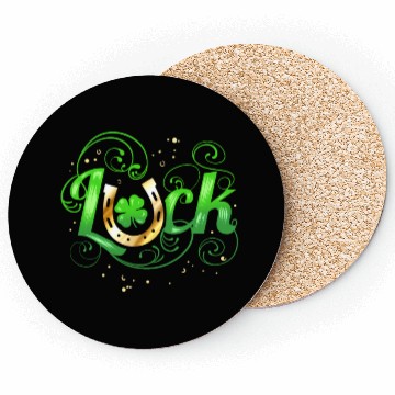 Discover Green Golden Luck Logo With Horseshoe For St Coasters