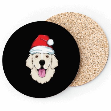 Discover Blond Golden Retriever Santa Hat Cute Christmas Coasters