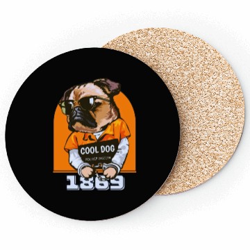 Discover Black Orange Cool Dog Coasters