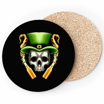 Discover Skull With Leprechauns Hat And Beer Party St Coasters