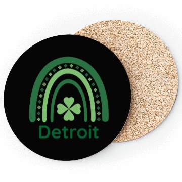 Discover Detroit Clover Charm Boho Rainbow Coasters
