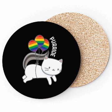 Discover Purride Cat Balloon Rainbow Gay Coasters