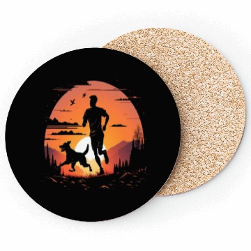Discover Runner Dog Animal Lover Dog Dad Silhouette Coasters