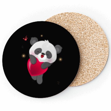 Discover Cute Panda Embrace Heart Design Coasters