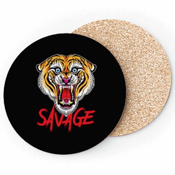 Discover Savage Tiger Traditional Tattoo Coasters