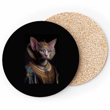 Discover Black King Devon Rex Cat Breed Portrait Royal Rena Coasters