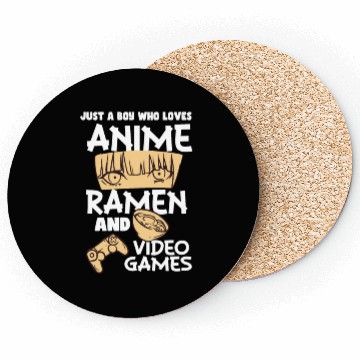 Discover Just A Boy Who Loves Anime Ramen Video Games Coasters