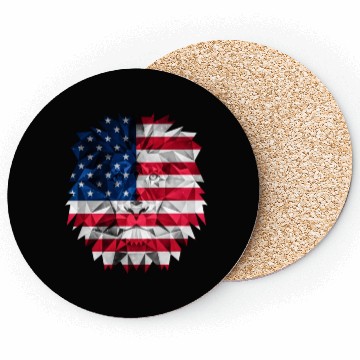 Discover Geometric Lion Polygon Style with American Flag Coasters