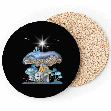 Discover Pastel Blue Mushrooms Coasters