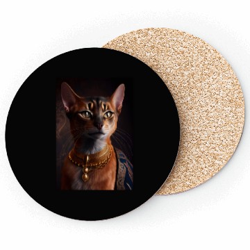 Discover Abyssinian Queen Cat Breed Portrait Royal Renaissa Coasters