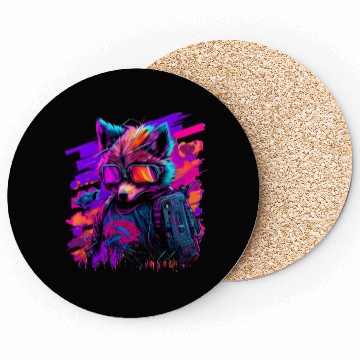 Discover cyberpunk synthwave cool fox Coasters