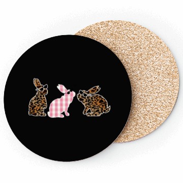Discover Cute Leopard Plaid Bunny Sunglasses Easter Day Coasters