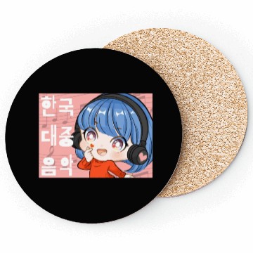 Discover Kpop Music Finger Heart Chibi Anime Manga Aestheti Coasters