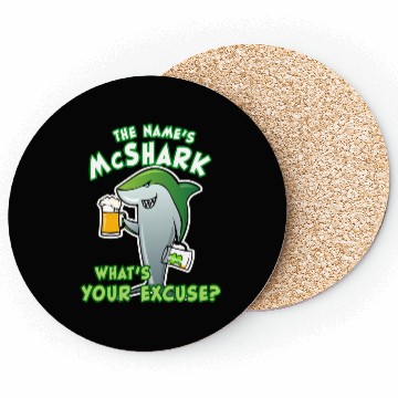 Discover St Patricks Day Shark Funny Beer Drinking Coasters
