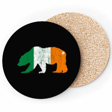 Discover St Patricks Day Irish Flag Grizzly Bear Coasters