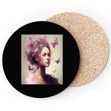 Discover Breast Cancer Survivor Pink Flower Hair Girl Coasters
