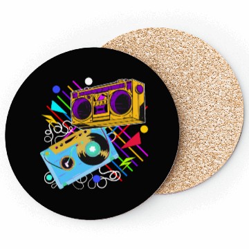 Discover 80s 90s Music Aesthetic Vintage Boombox Retro Cass Coasters