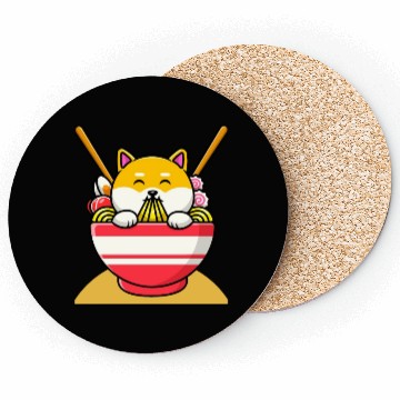 Discover Cat Eating Spaghetti Ramen Cat Sweet Kitty Coasters