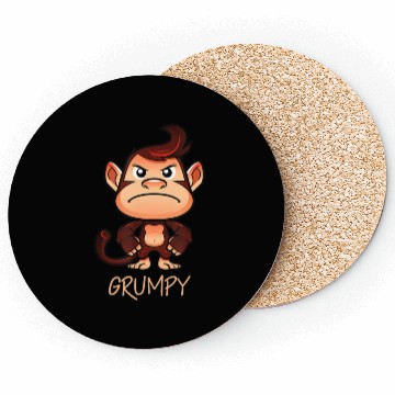 Discover Grumpy Monkey Meme Aesthetic Bad Mood chimpanzee Coasters