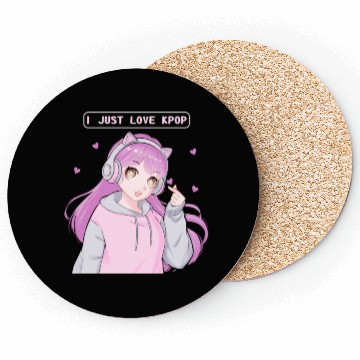 Discover I Just Love Kpop Cute Anime Girl Finger Heart Sara Coasters