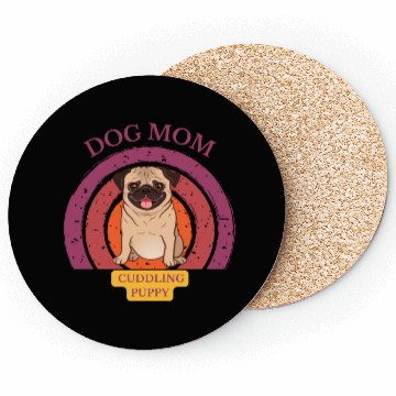 Discover dog mom cuddling puppy Coasters